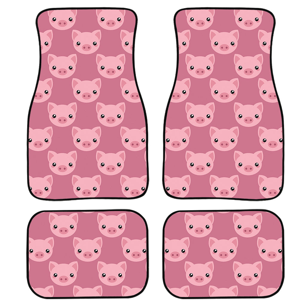 Cute Pink Pig Pattern Print Front And Back Car Floor Mats, Front Car Mat