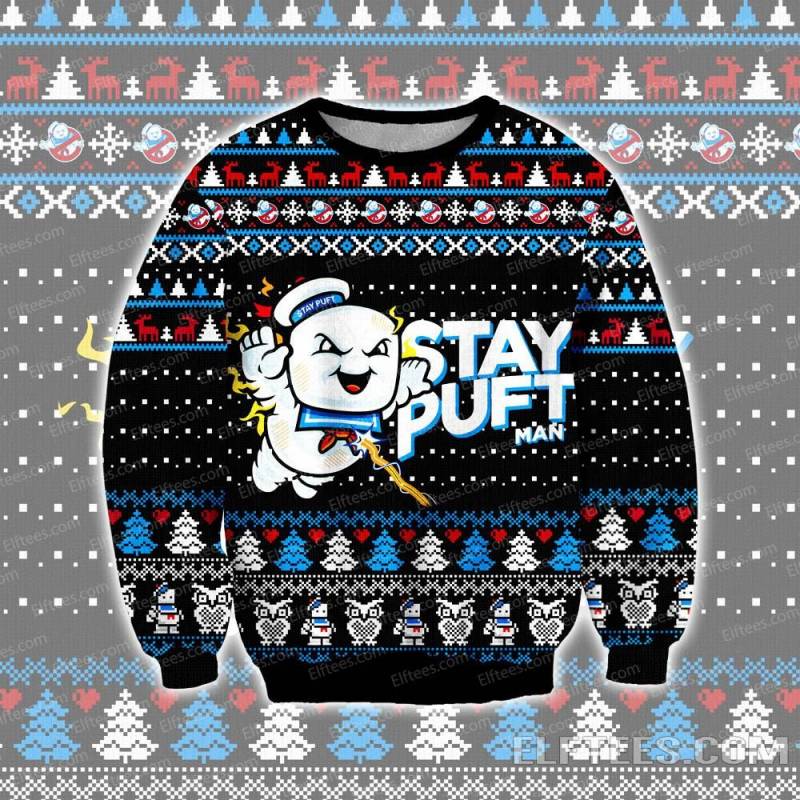 Stay Puft Marshmallow Man Knitting Pattern 3D Print Ugly Christmas Sweater – SPF01