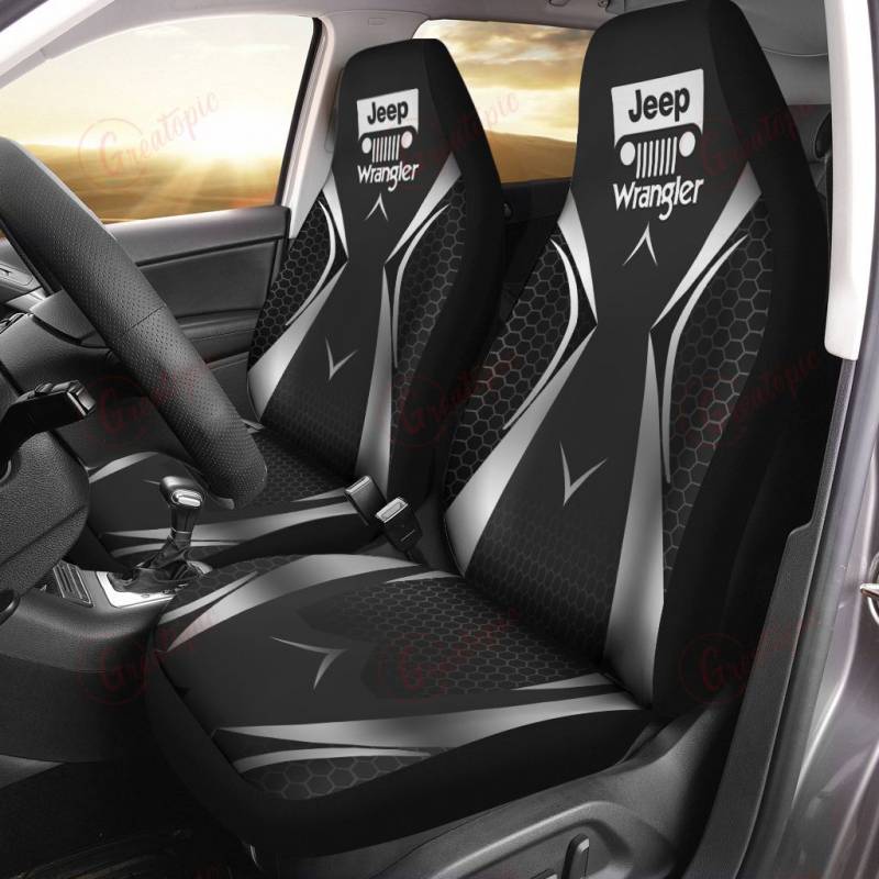 Jeep Wrangler VTH Car Seat Cover (Set of 2) Ver 1 (Black)