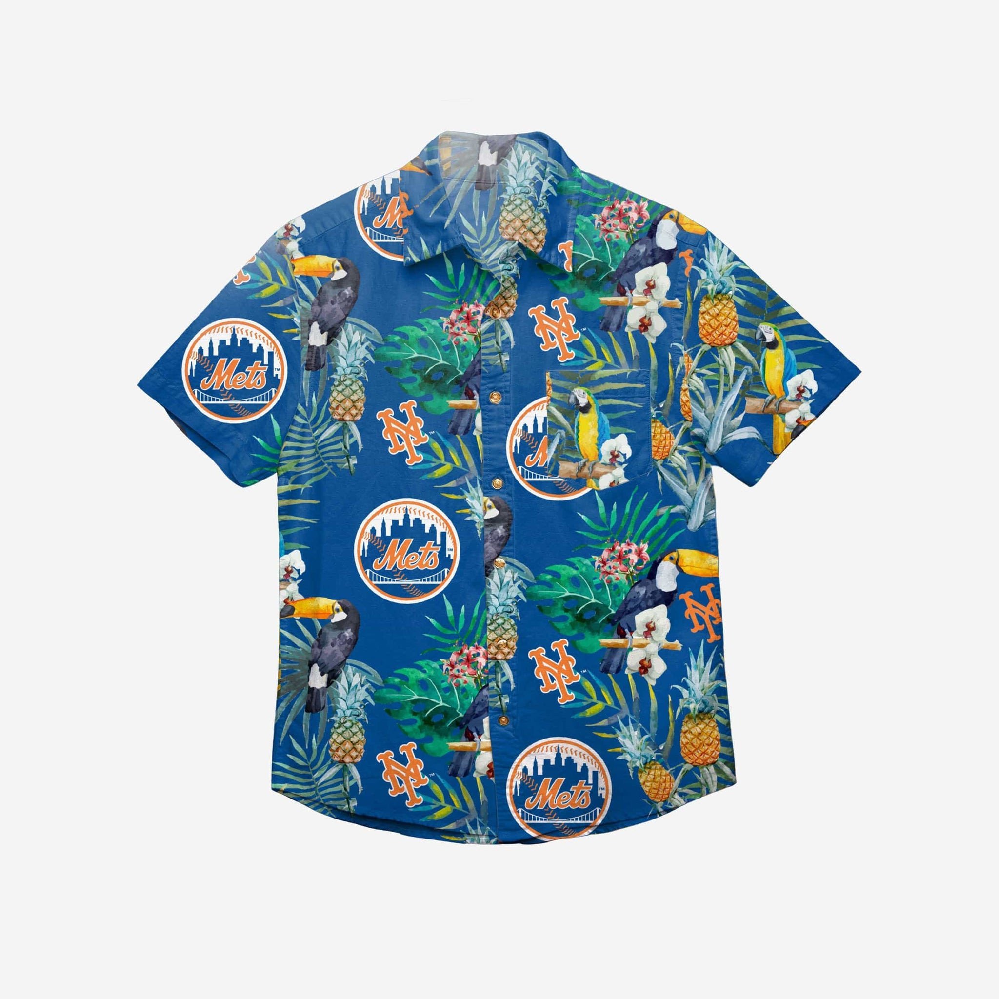 New York Mets Floral Button Up Hawaii Shirt Ha44596