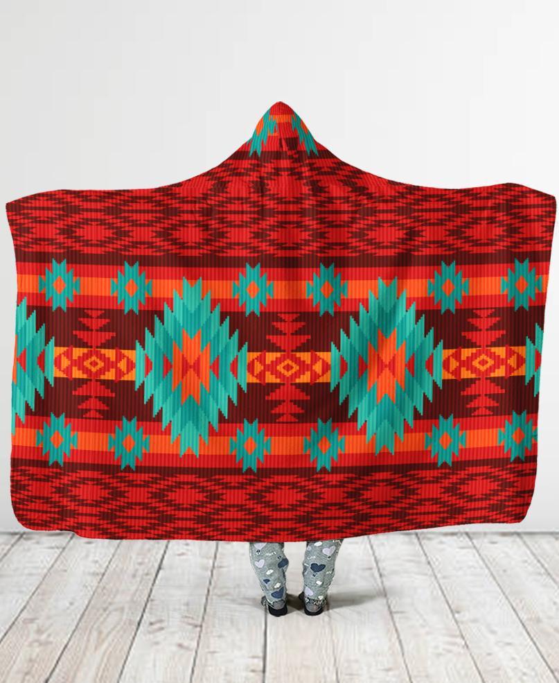 Welcomenative Pattern Hooded Blanket, All Over Print, Native American