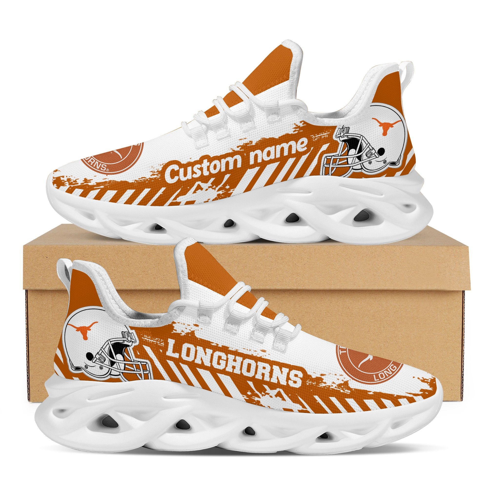 Texas Longhorns American Football Team Helmet Custom Name Personalized Men And Women Max Soul Sneakers Shoes For Fans