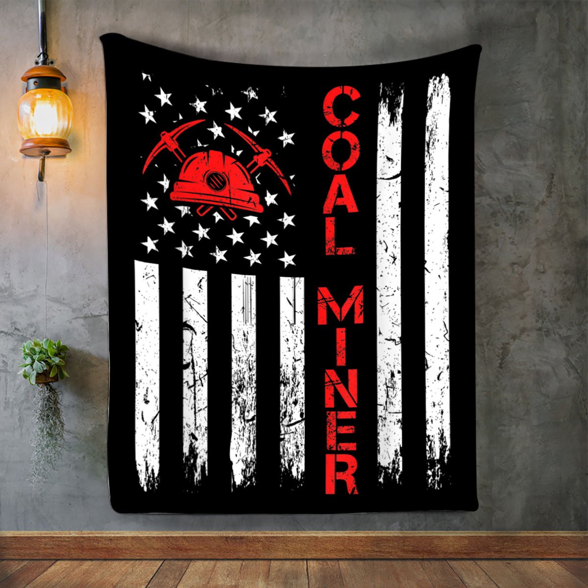 American Coal Miner Fleece Blanket