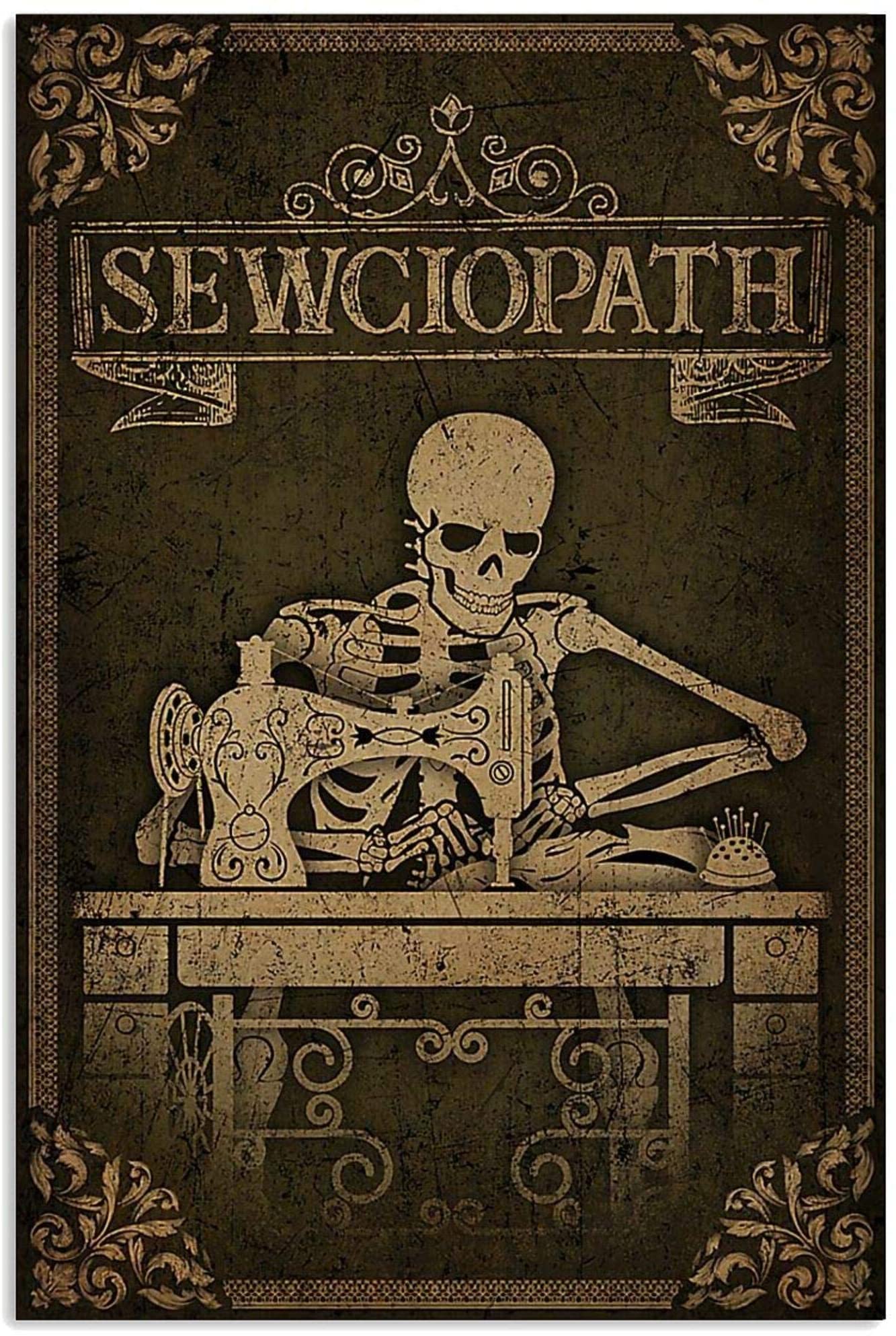 Sewciopath Skeleton Sewing Canvas And Poster, Canvas Prints, My Poster Wall, Canvas Wall Art, Wall Decor Visual Art, Halloween Gift, Happy Halloween