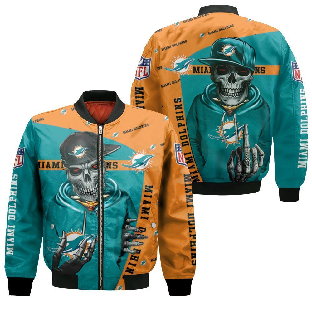 Dolphins Hip Hop Skull 3D Bomber Jacket - TattoosCafe