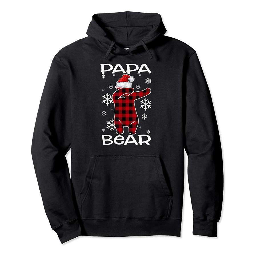 Papa Bear Pajama Dabbing Hat Santa Christmas Family Ugly Hoodie
