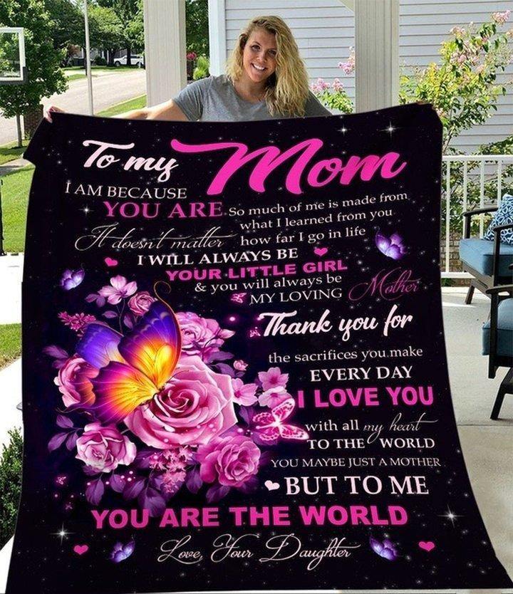 [Personalized Name] You Are The World Daughter Gift For Mom Rose –  Gift For Mommy, Home Decor, Gift For Family  – Fleece Blanket