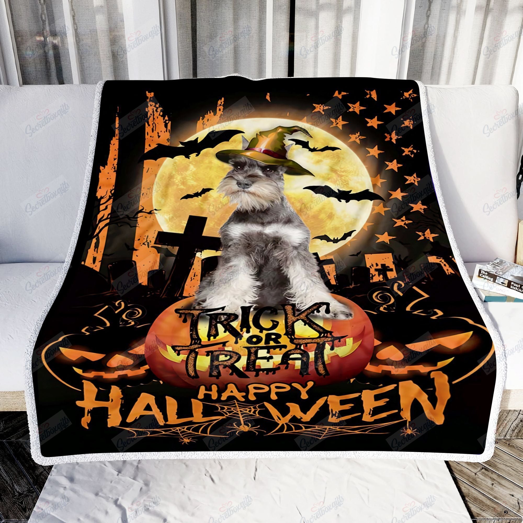 Schnauzer Happy Halloween Trick Or Treat America Flag Kl0309011Vb Fleece Blanket