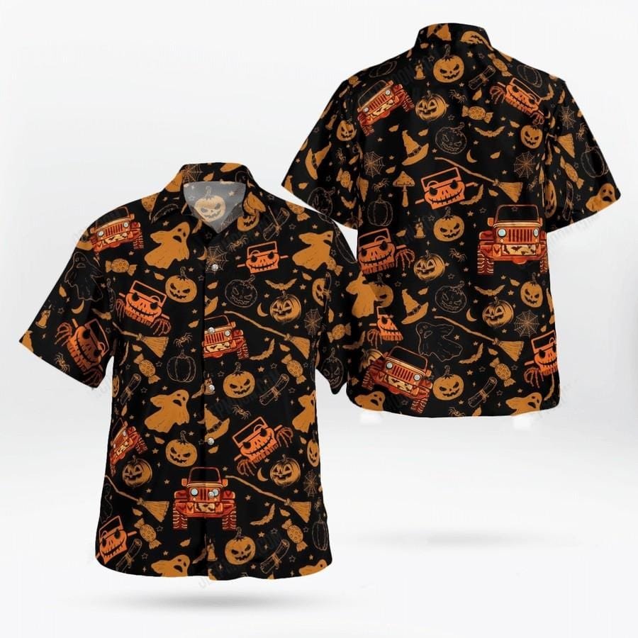 Hawaii Aloha Shirts Jeep Halloween Pumpkin Ha70478