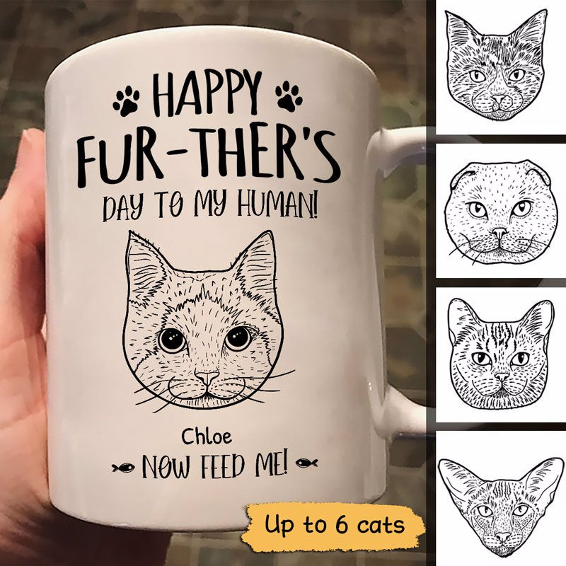 Happy Further‘S Day Cat Head Outline Personalized Mug