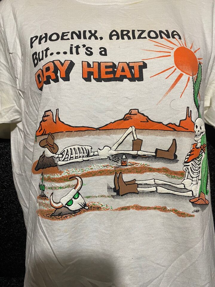 Vintage Phoenix Arizona Graphic Cowboy T Shirt 94  Stitch Dry Heat Shirt Outfit