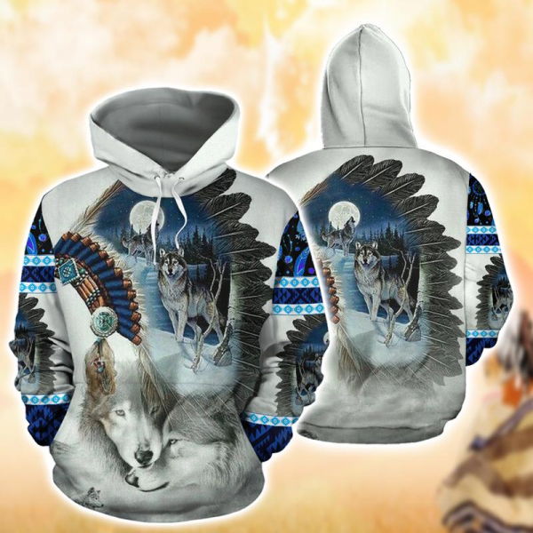Native American Wolf Hoodie