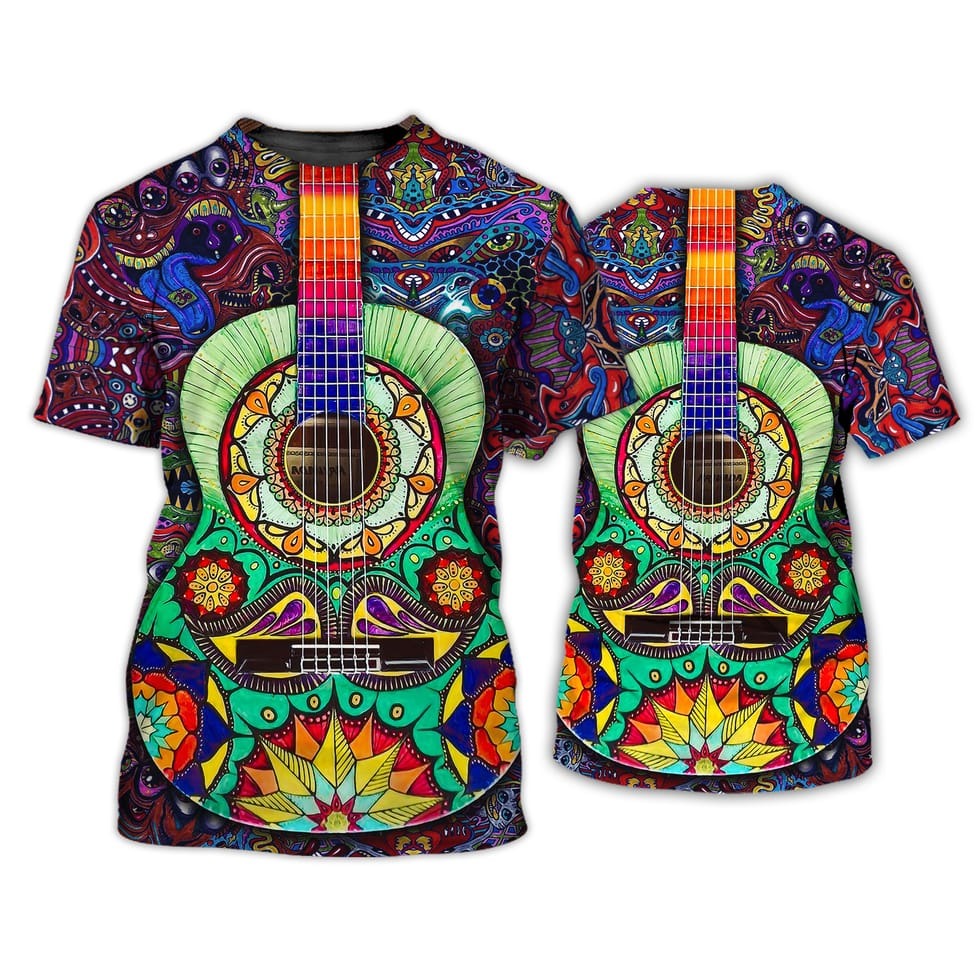 Amazing Hippie Painting 3D Tshirt, Hippie Shirts For Men And Women, Unisex Hippie Shirt, Hippie Classic Guitar Shirt