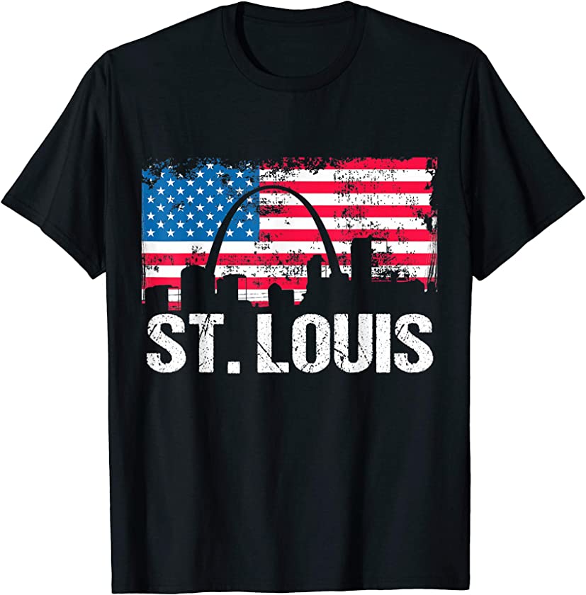 Vintage US Flag American City Skyline St Louis T-Shirt