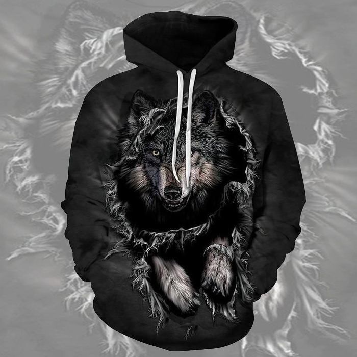 Spirit Animal Hoodie, Black Wolf Hoodie