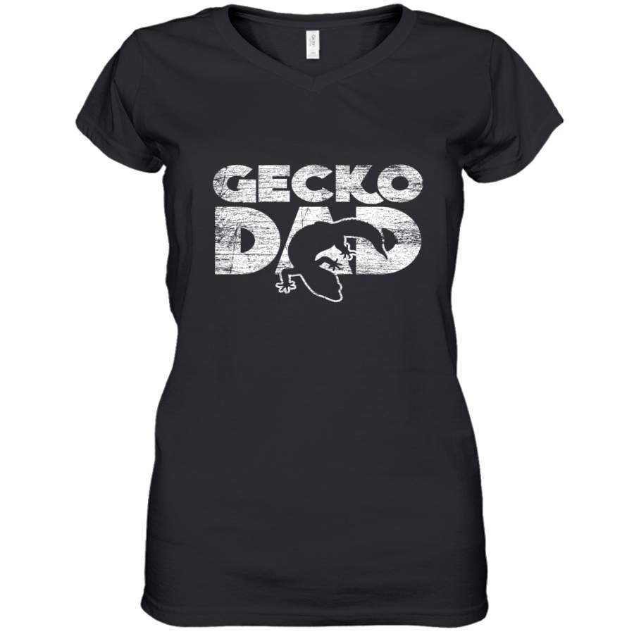 Vintage Gecko Dad  Animal Daddy Fathers Day Gecko Women’s V-Neck T-Shirt