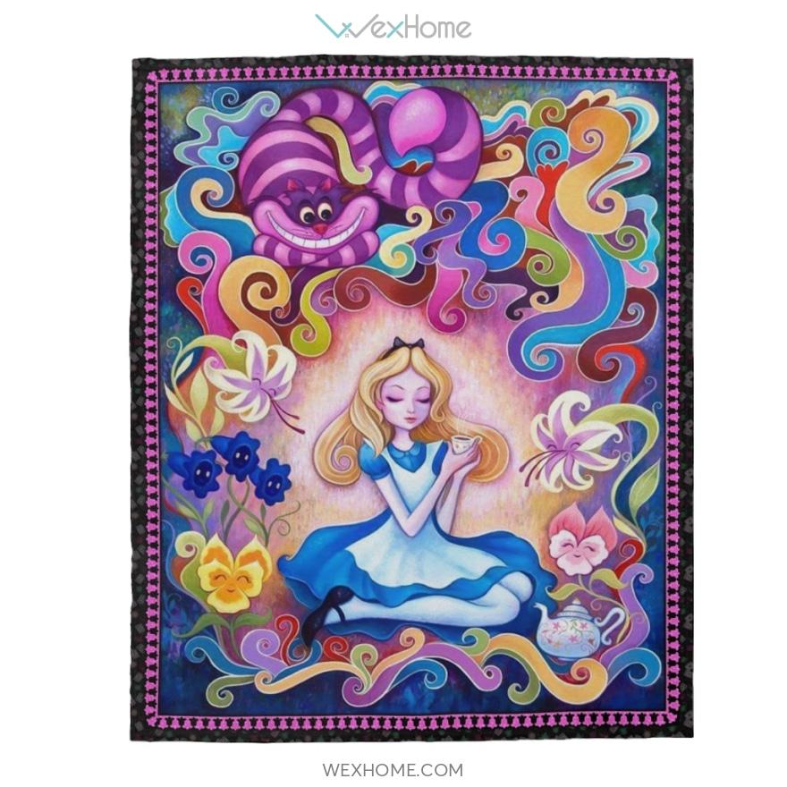 The Alice In Wonderland Cartoon Velveteen Plush Blanket Unique Design W1411