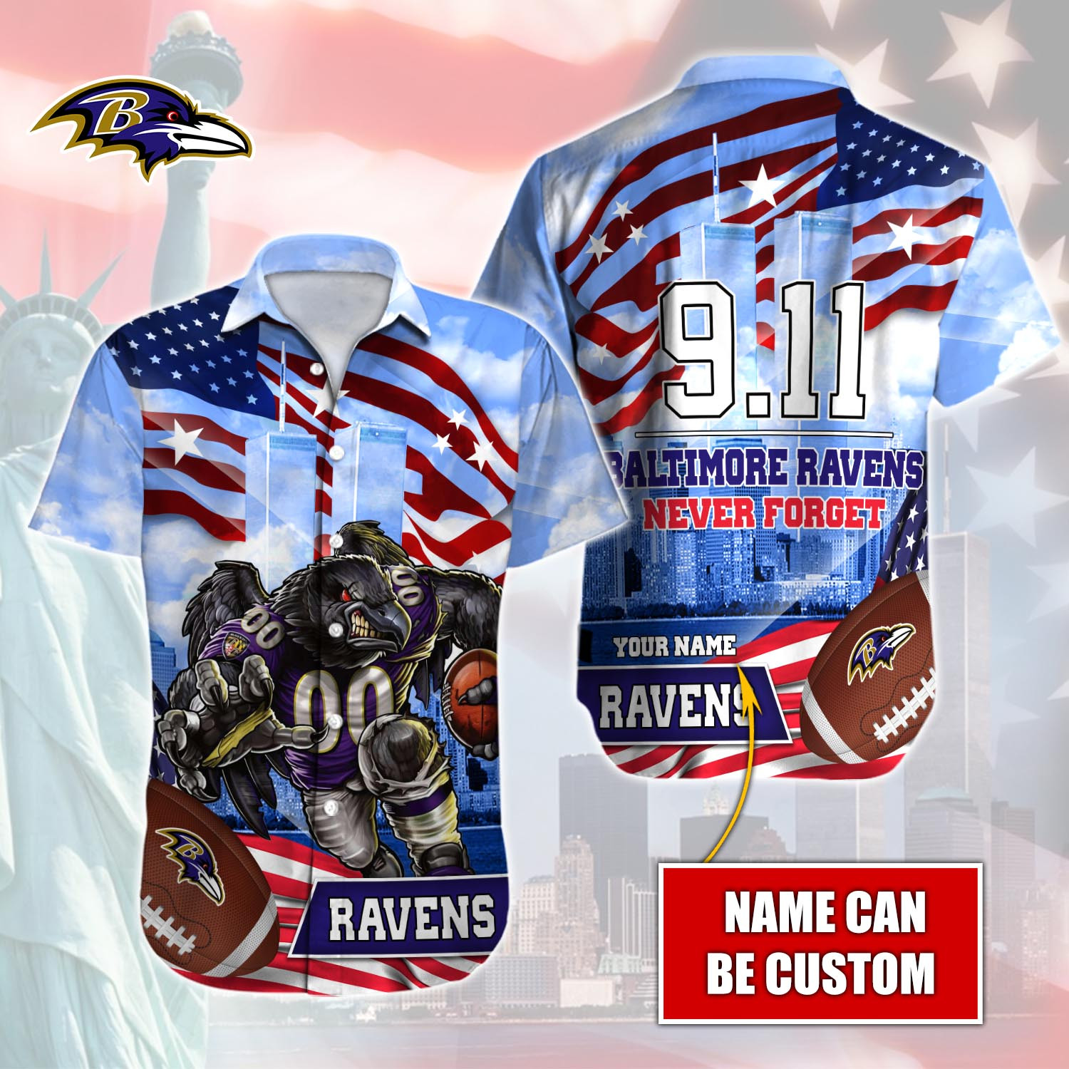 Baltimore Ravens Nfl-Hawaiian Shirt Custom T-41102