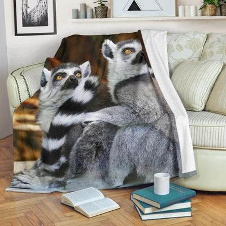 Lemurs Blanket, Lemurs Throw Blanket, Lemurs Fleece Blanket, Lemurs Adult Blanket, Lemurs Kid Blanket, Fleece Blanket, Sherpa Blanket