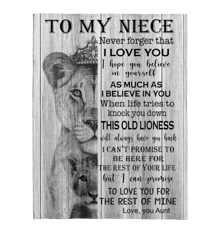 To My Niece Never Forger I Love You For Rest Of Mine Believe Aunt Gift Lion Fleece Blanket