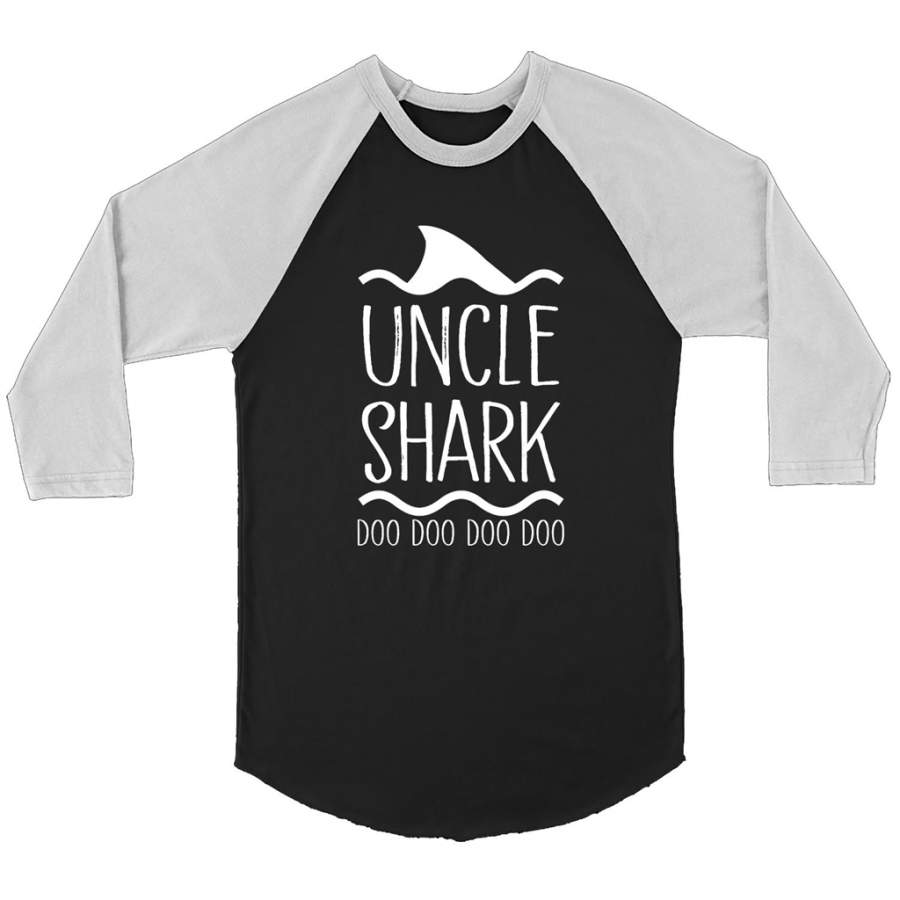 Uncle Shark Doo Doo Doo Doo – Canvas 3/4 Raglan Shirt