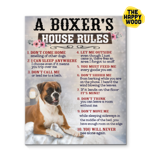 A Boxer’S House Rules Custom Vertical Canvas Poster For Home Decoration