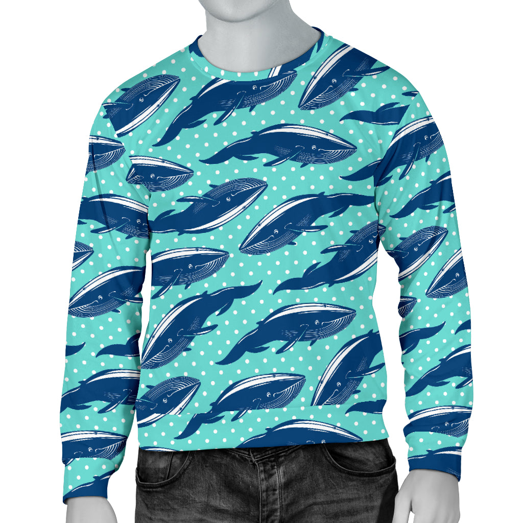 Whale Polka Dot Design Themed Print Men Long Sleeve Sweatshirt