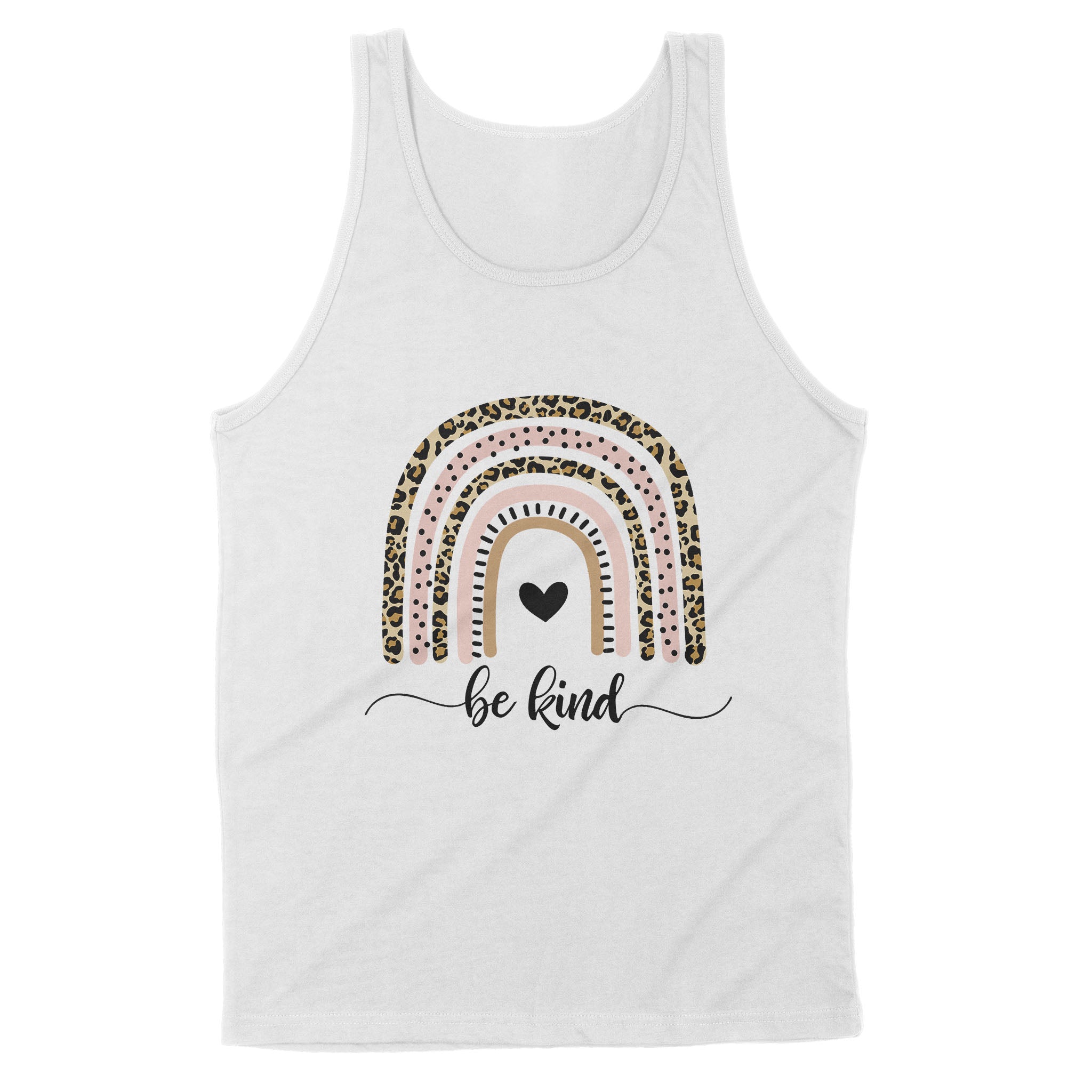 Dng Fashion ‘S Be Kind Shirt Leopard Rainbow Boho Rainbow Animal Print – Standard Tank