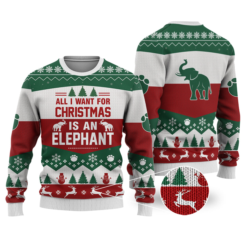 All I Want For Christmas Is Elephant 3D Ugliest Christmas Sweater Ever Unique Gifts For Christmas