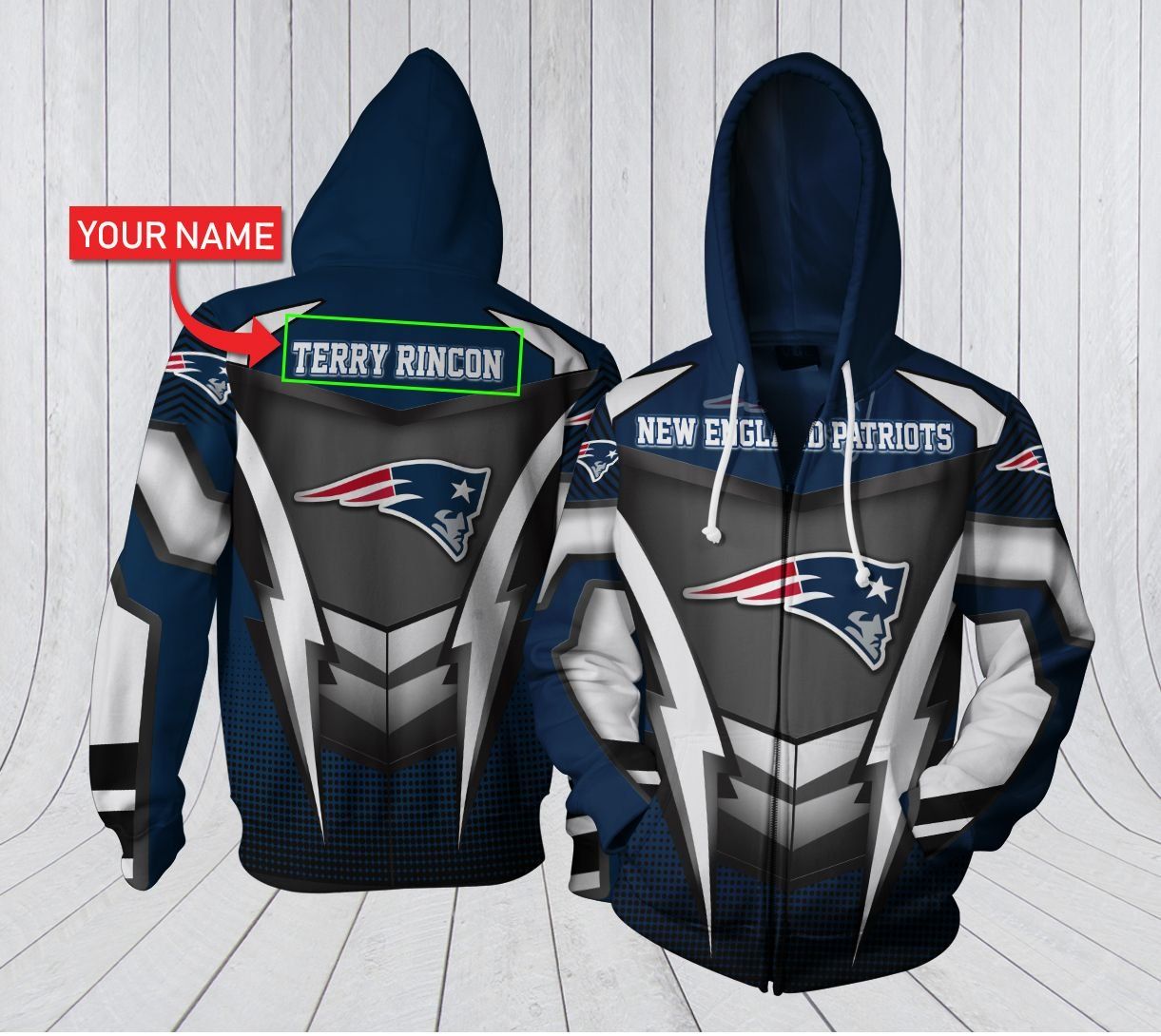 HA3D07CT0101 New England Patriots 3D Clothing Personalized