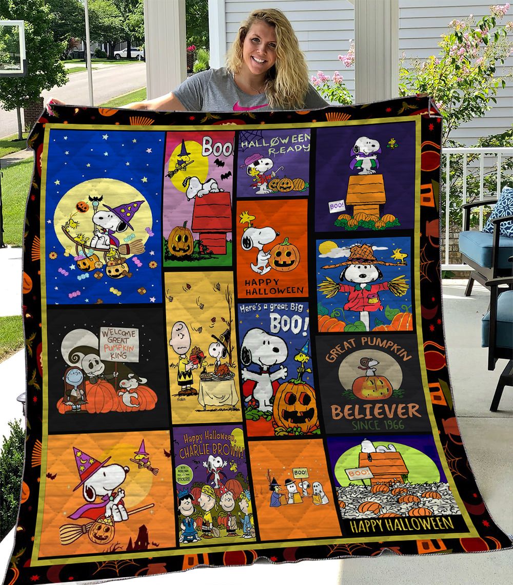 Cartoon Character Snoopy Halloween Quilt Fleece Blanket Fan Made All Season 3D