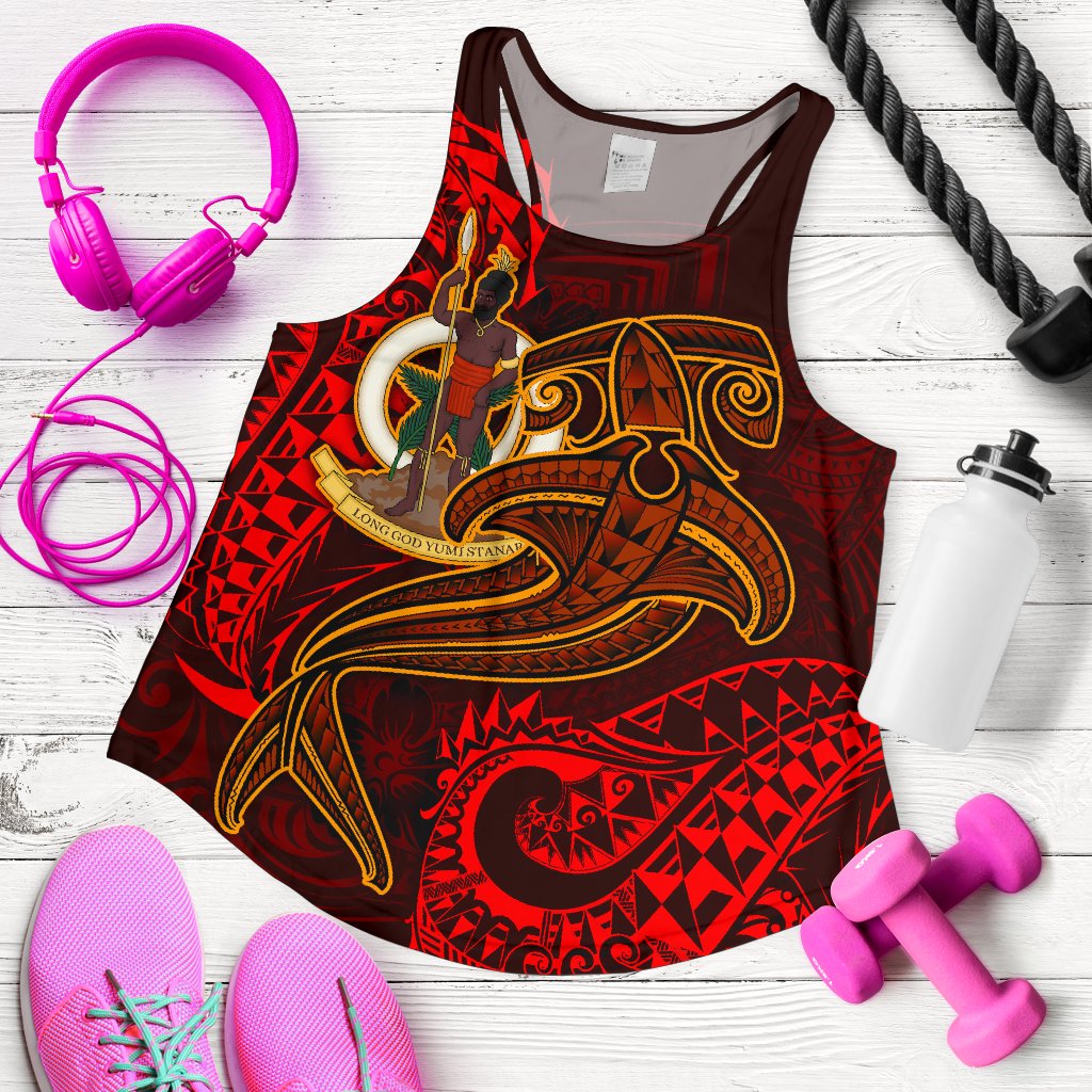 Vanuatu Polynesian Women’s Racerback Tank  – Red Shark Polynesian Tattoo – BN18