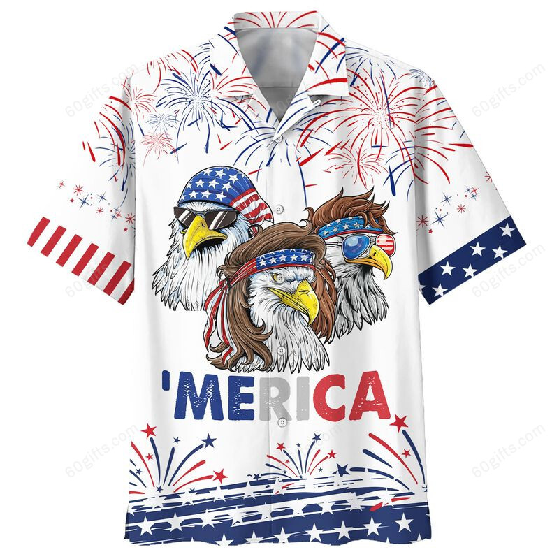 3D Hawaiian Shirt, Hoodie, Zip Hoodie, Hoodie Dress, Sweatshirt Independence Day Usa Eagles All Over Print