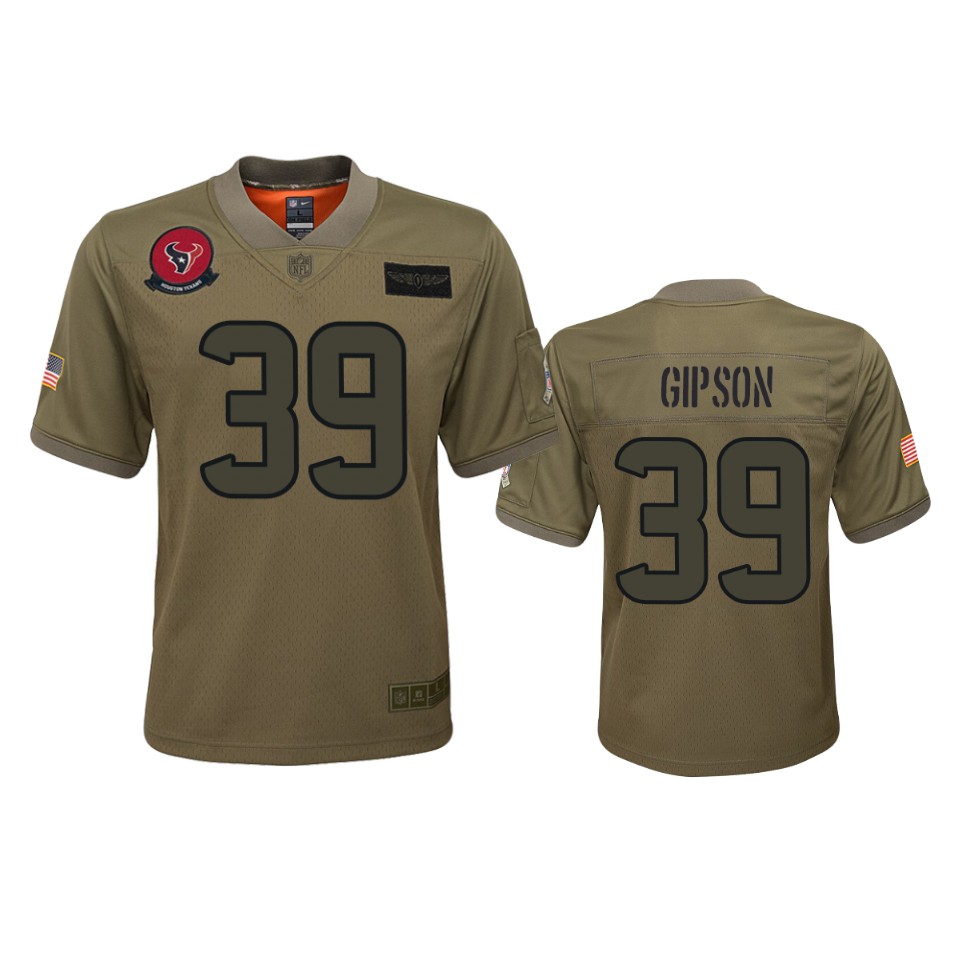 Youth Houston Texans Tashaun Gipson Camo 2019 Salute To Service Game Jersey