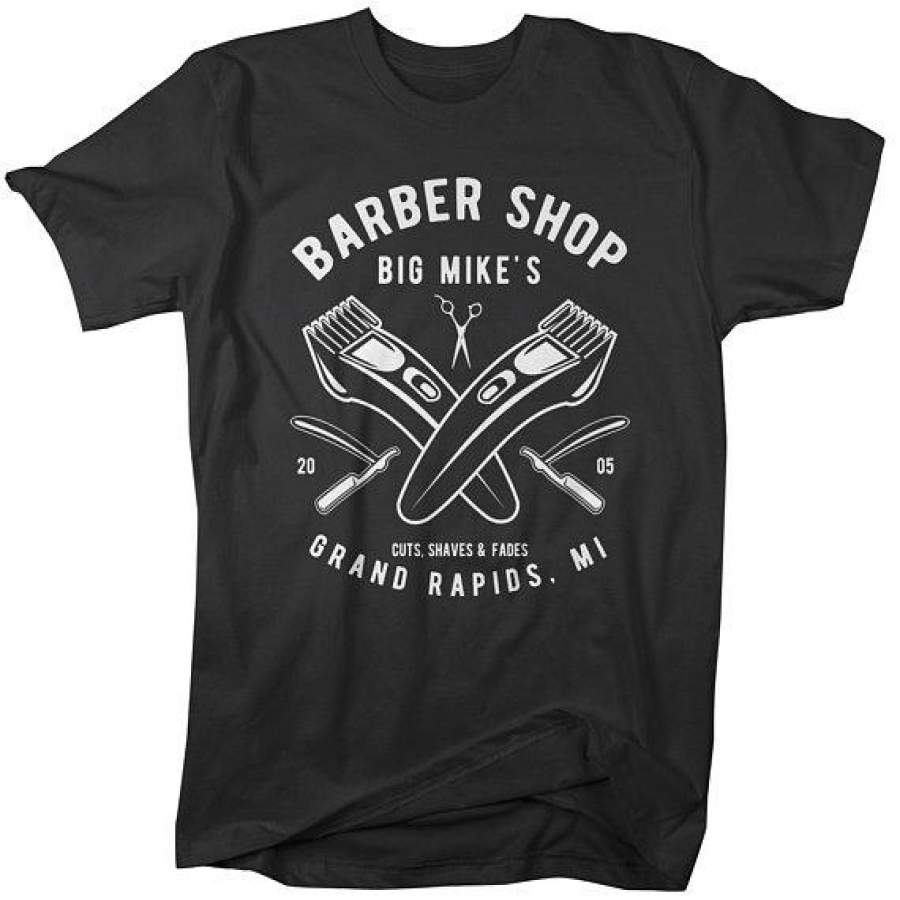 Personalized Men’s Barber Clippers T-Shirt Barbers Shirts Vintage Custom Shirt