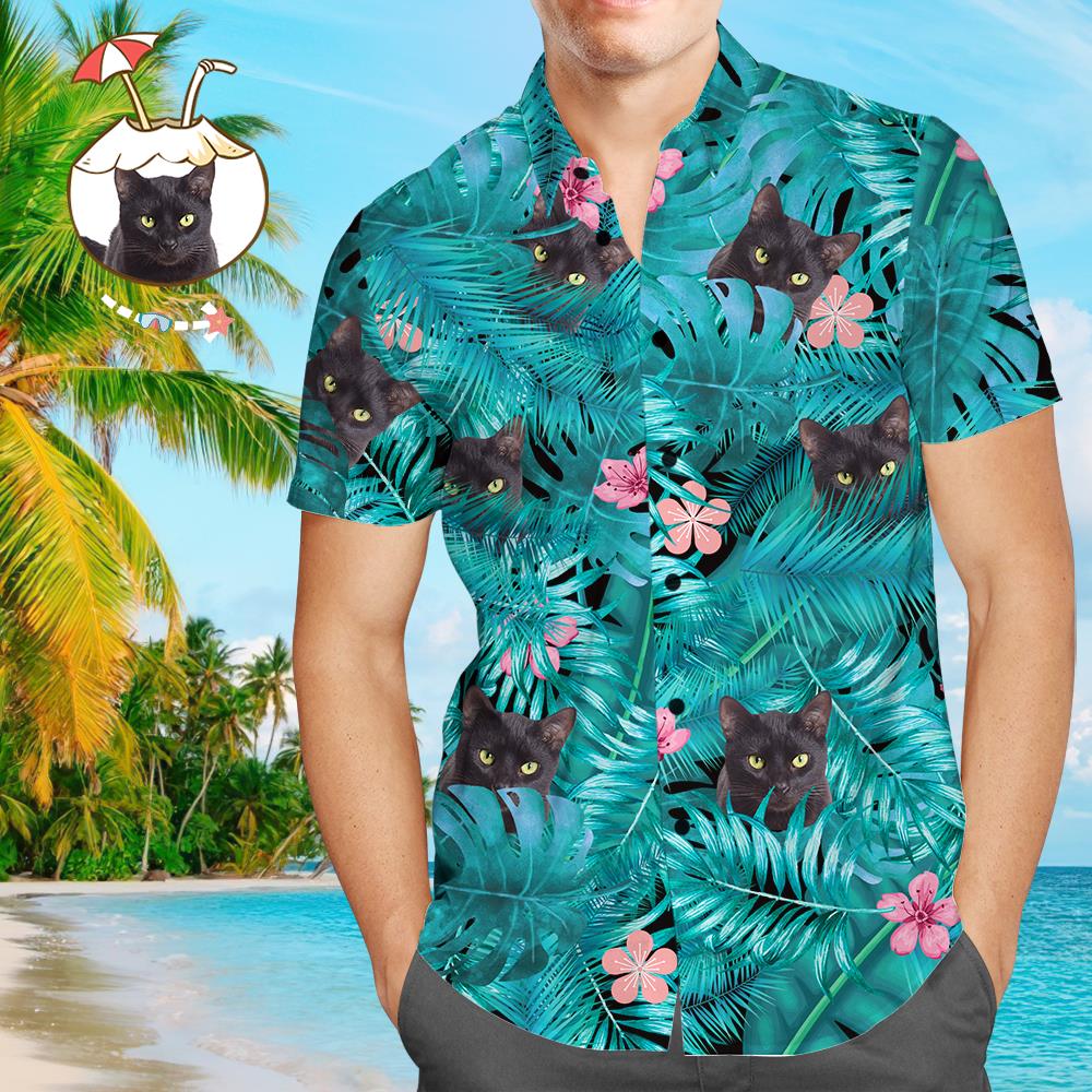 Custom Face Shirt Hawaii Black Unisex Print Aloha Short Sleeve Casual Ha105629