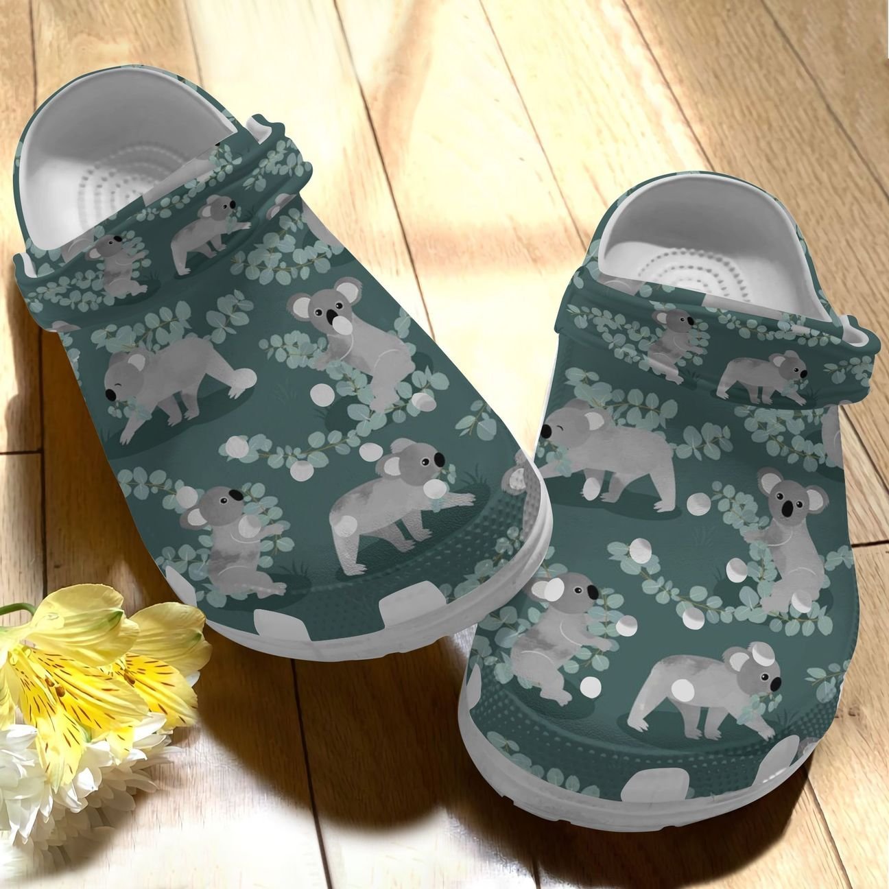 Koala Personalize Clog, Custom Name, Text, Fashion Style For Women, Men, Kid, Print 3D Whitesole Pattern