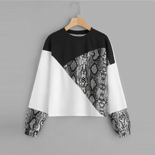 Color Block Snake Skin Pullover Hoodies