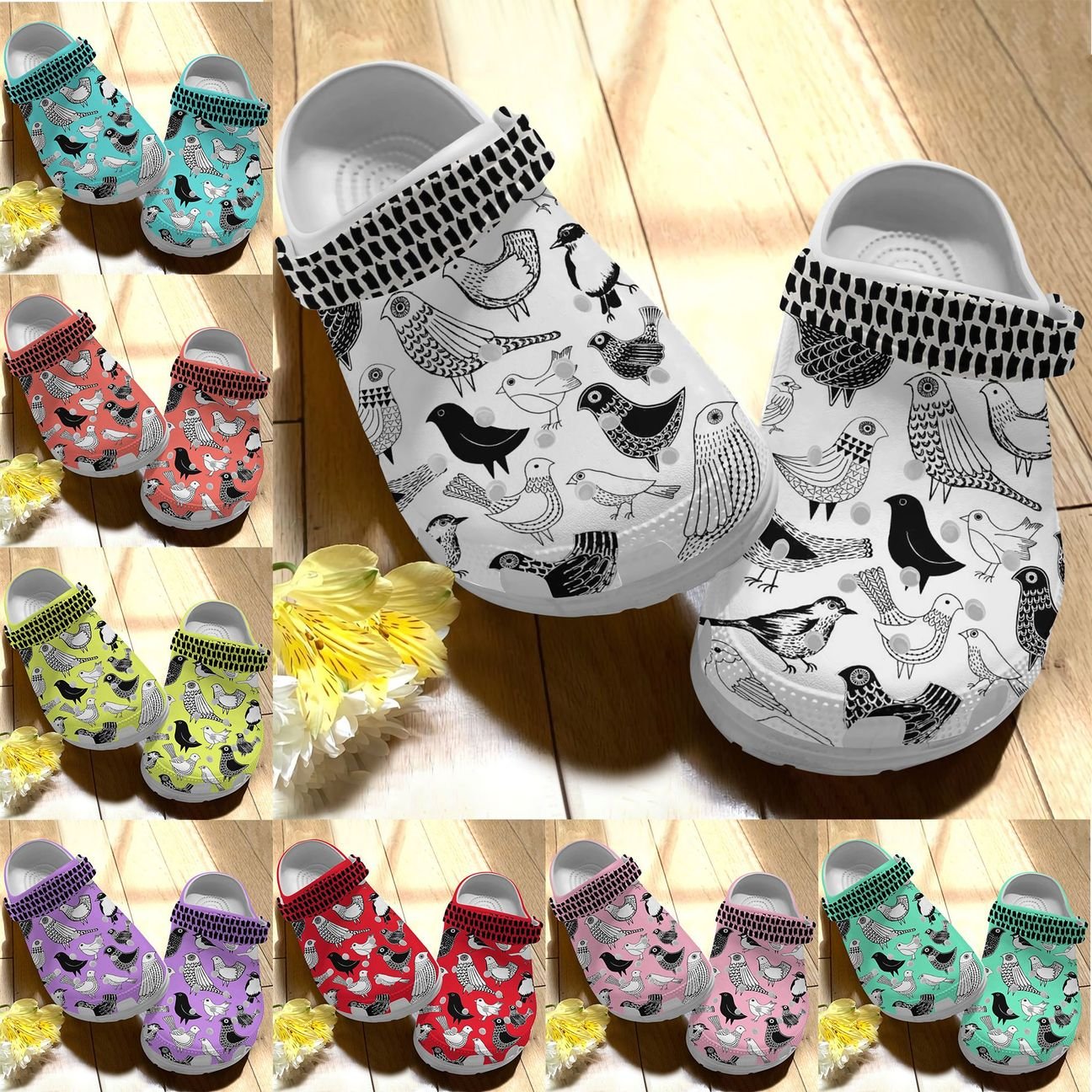 Bird Personalize Clog, Custom Name, Text, Fashion Style For Women, Men, Kid, Print 3D Crazy Birds