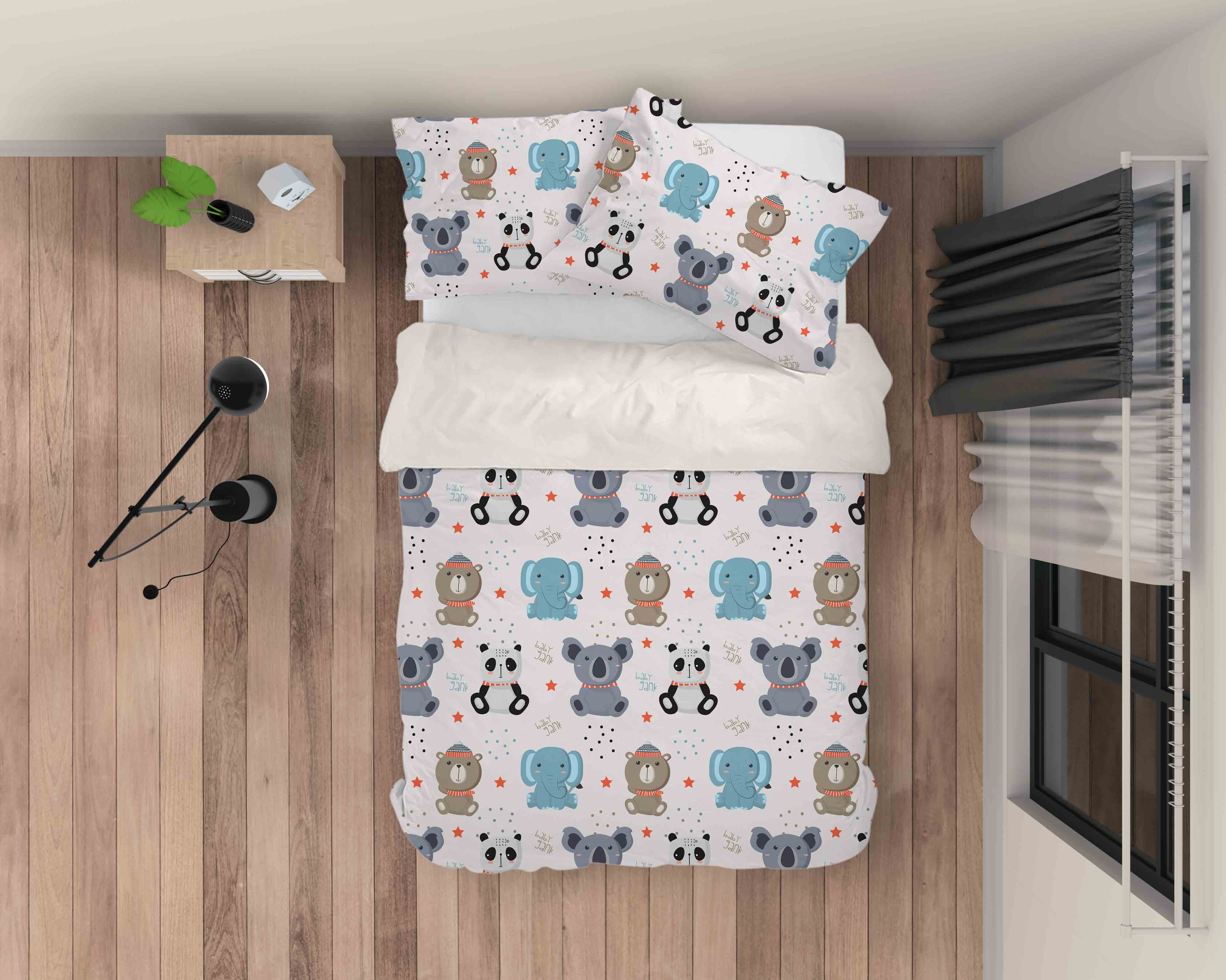 3D Cartoon Raccoon Elephant Panda Animal Quilt Cover Set Bedding Set Duvet Cover Pillowcases Lxl