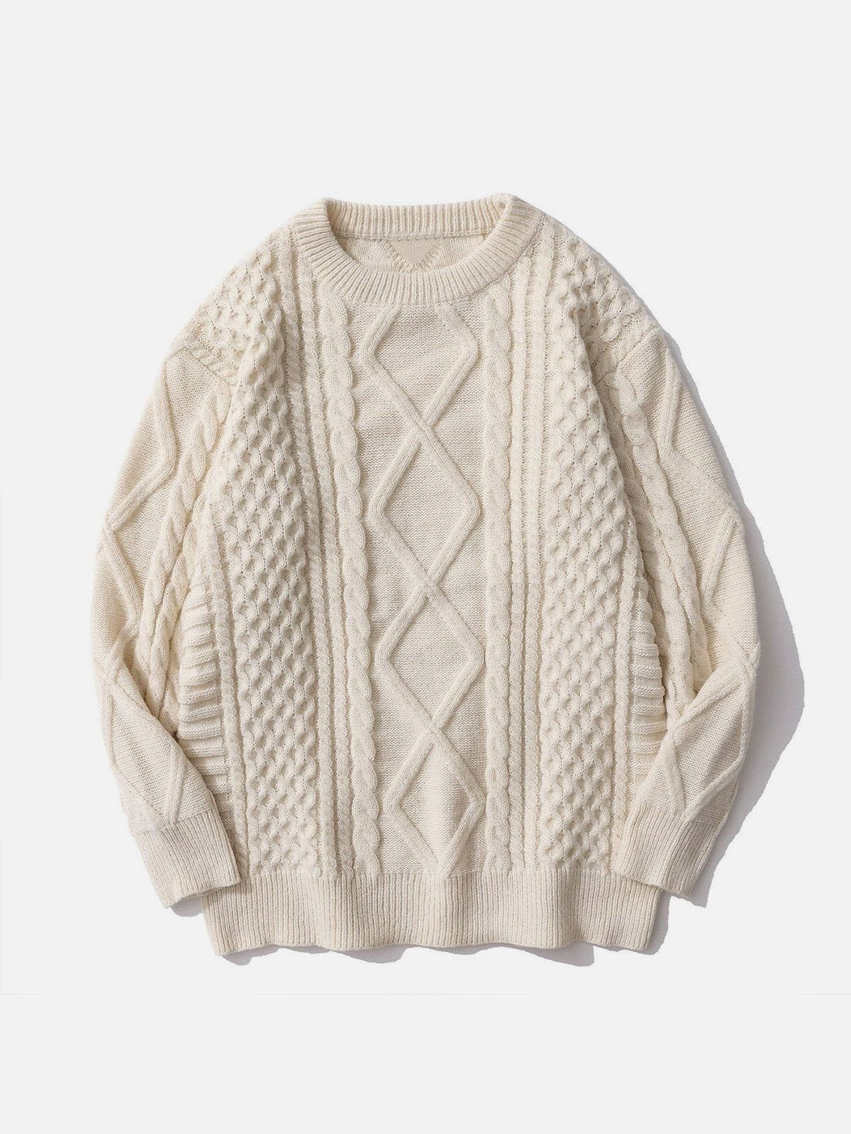 Talishko™ – Solid Color Woven Pattern Knit Sweater