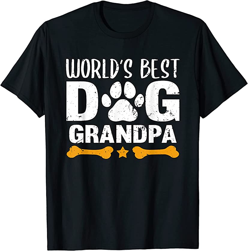 World’s Best Dog Grandpa Puppy Grandfather Paw Fur Parent T-Shirt