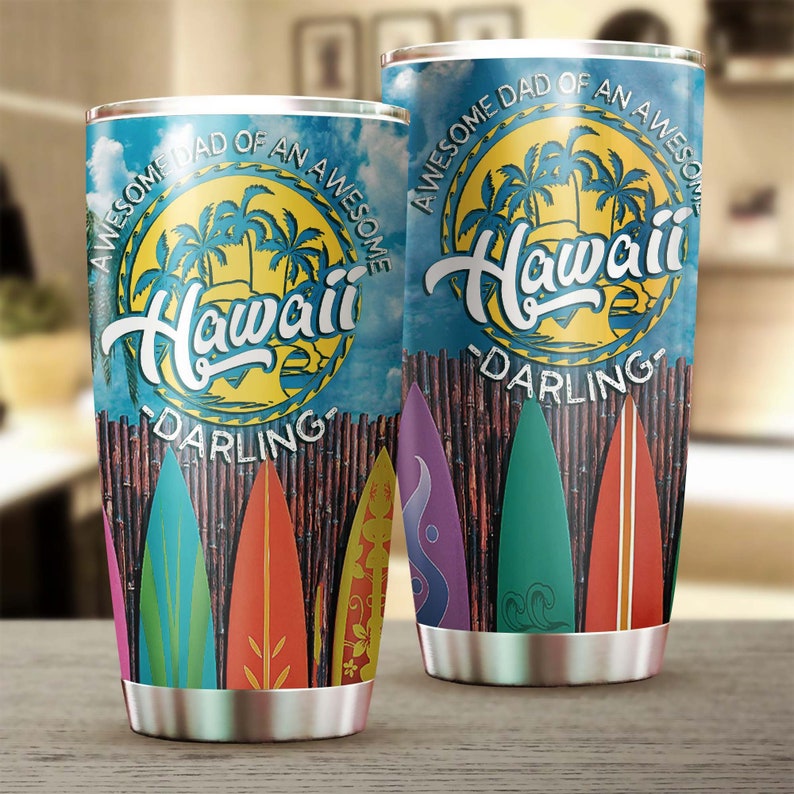 Awesome Dad Of An Amazing Hawaii Darling Tumbler-Birthday Christmas Gift Father’S Day Gift For Step Dad From Daughter