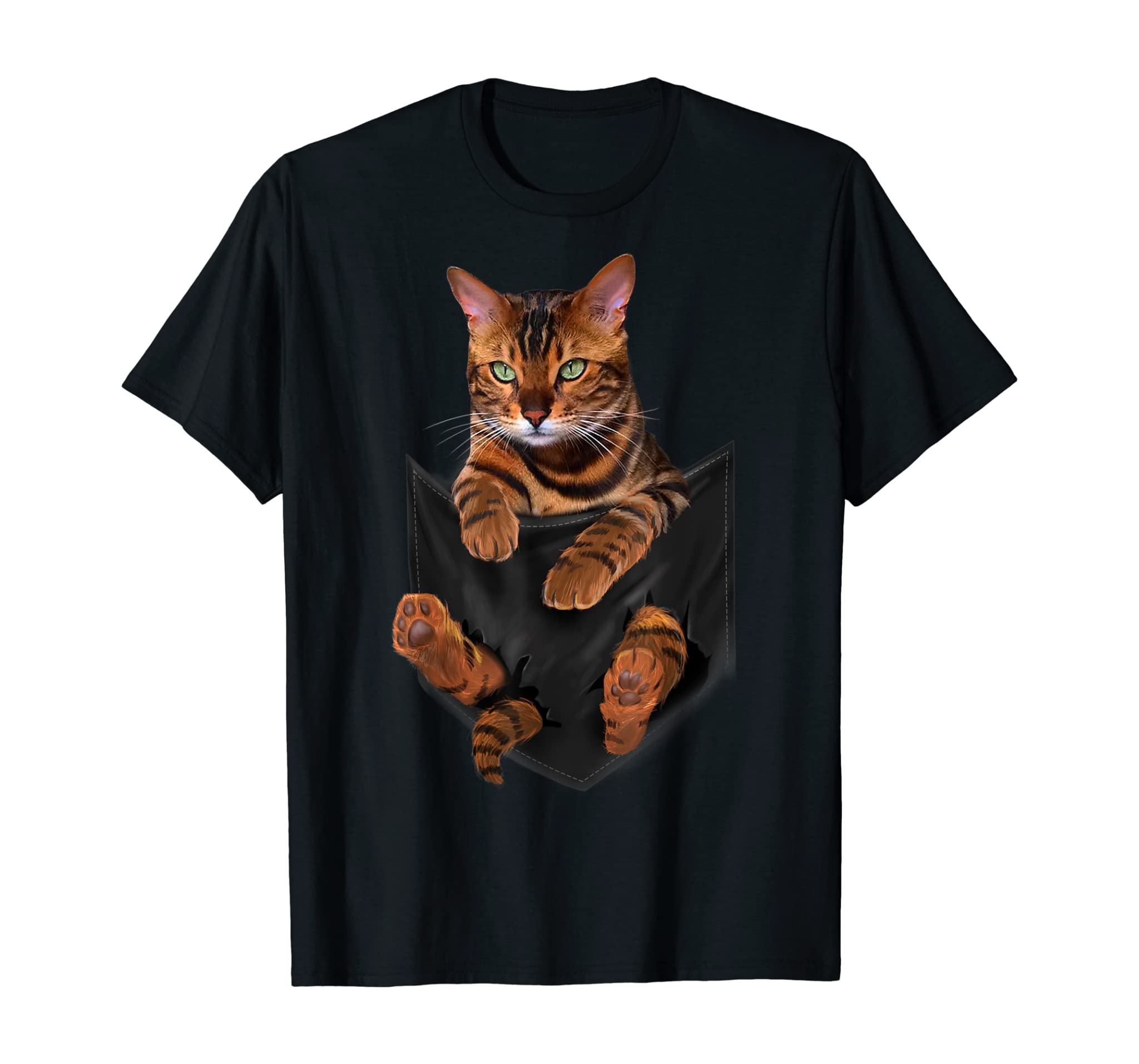 Cat Tiger-Print In Pocket Cats Tee Shirt Gifts