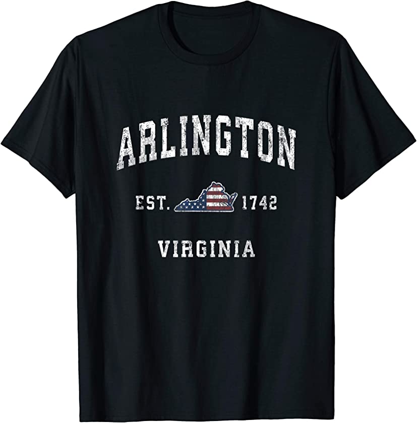 Arlington Virginia VA Vintage American Flag Sports Design T-Shirt