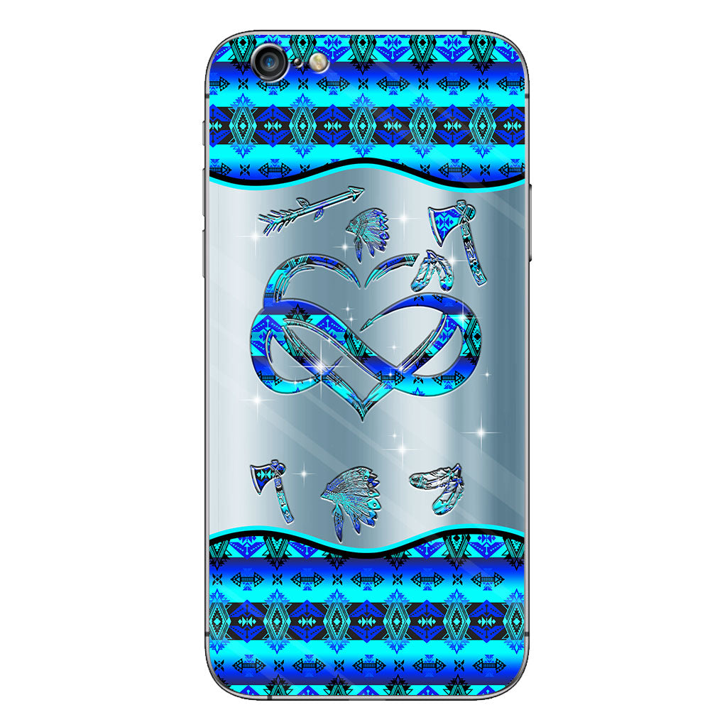 Indigenous – American Indian Personalized Blue Pattern Phone Case