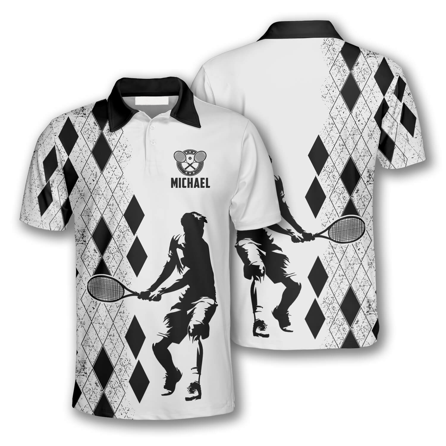 Tennis Silhouette Argyle Pattern Custom Tennis Shirts For Men