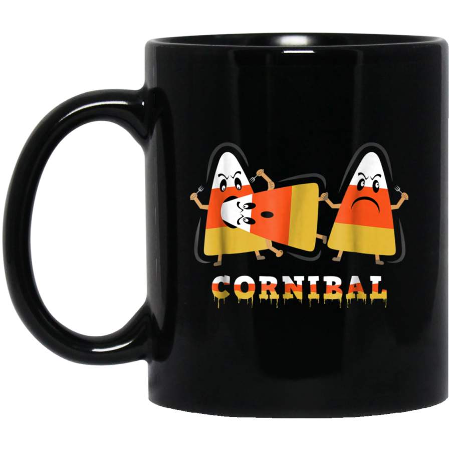 Cannibal Candy Corn Cornibal Funny Halloween Black Mug