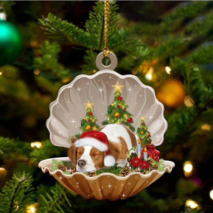 Brittany Spaniel3-Sleeping Pearl In Christmas Two Sided Ornament