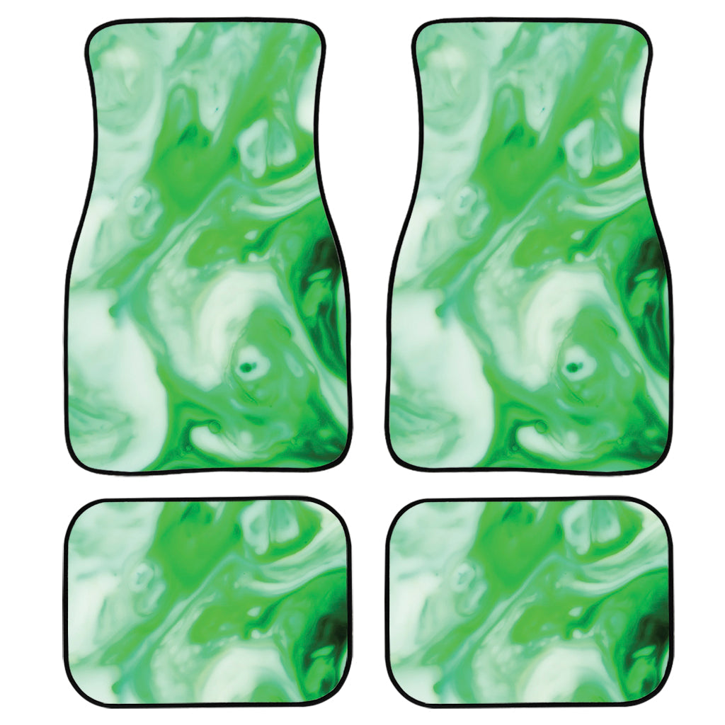 Green Acid Melt Print Front And Back Car Floor Mats, Front Car Mat